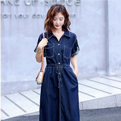 ĐẦM JEAN DENIM XÒE CỔ SƠ MI EO RÚT - N05